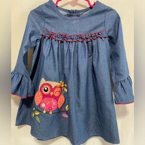 Goodlad Dress. Denim with Owl applique. Size 4T. NWT